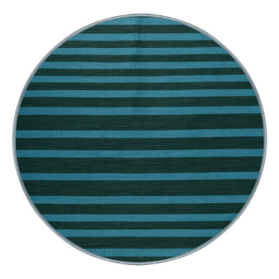 Tapis bleu à rayures horizontales lavable à la machine