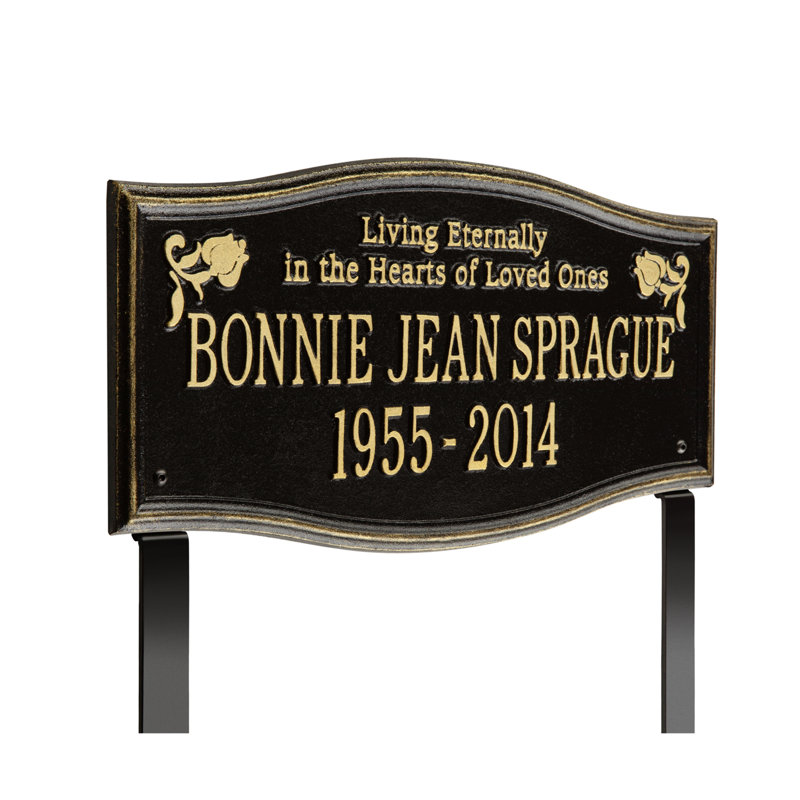 Alexandria 'Living Eternally' Memorial Plaque, Yes, Black/Gold/Gold