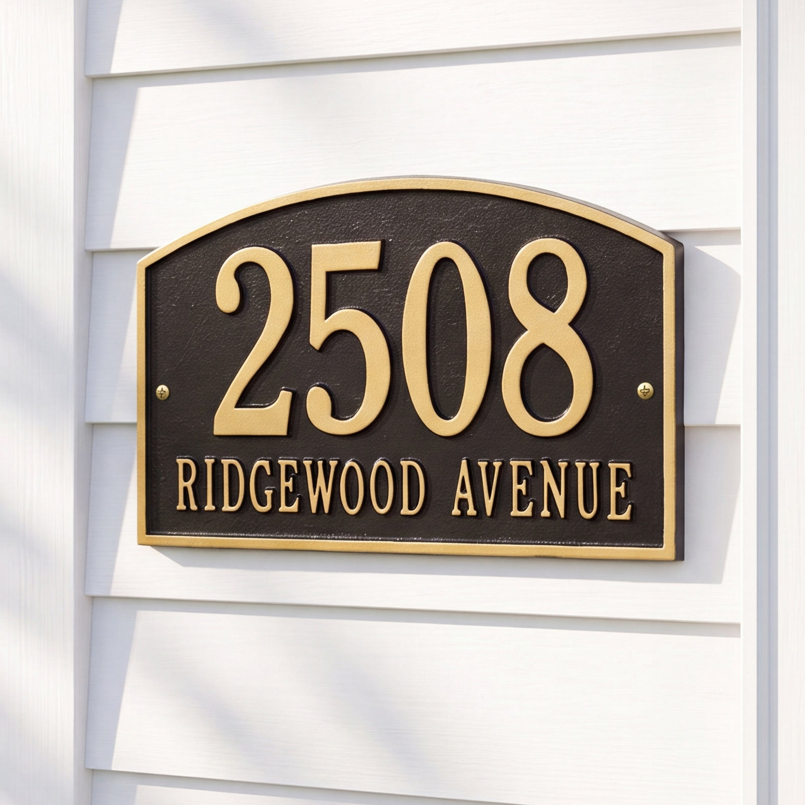 Legacy 2-Line Wall Address Plaque, Black / Gold, Yes