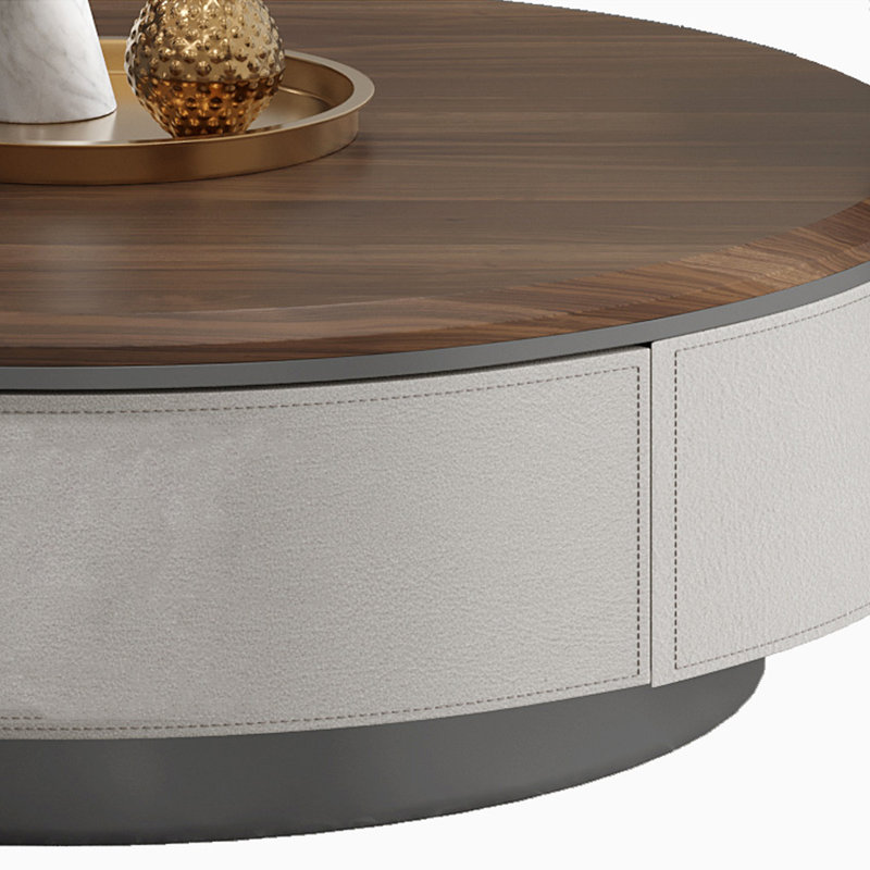 Table basse ronde de luxe légère, H 13,8 po x L 31,5 po x l 31,5 po