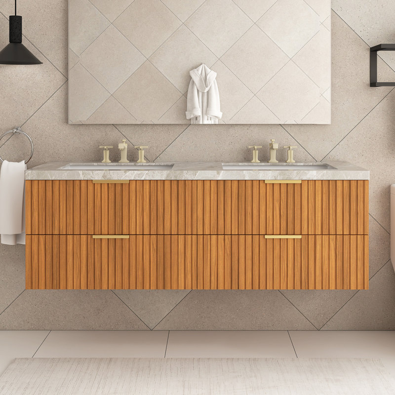 60 po Meuble-lavabo mural avec lavabo