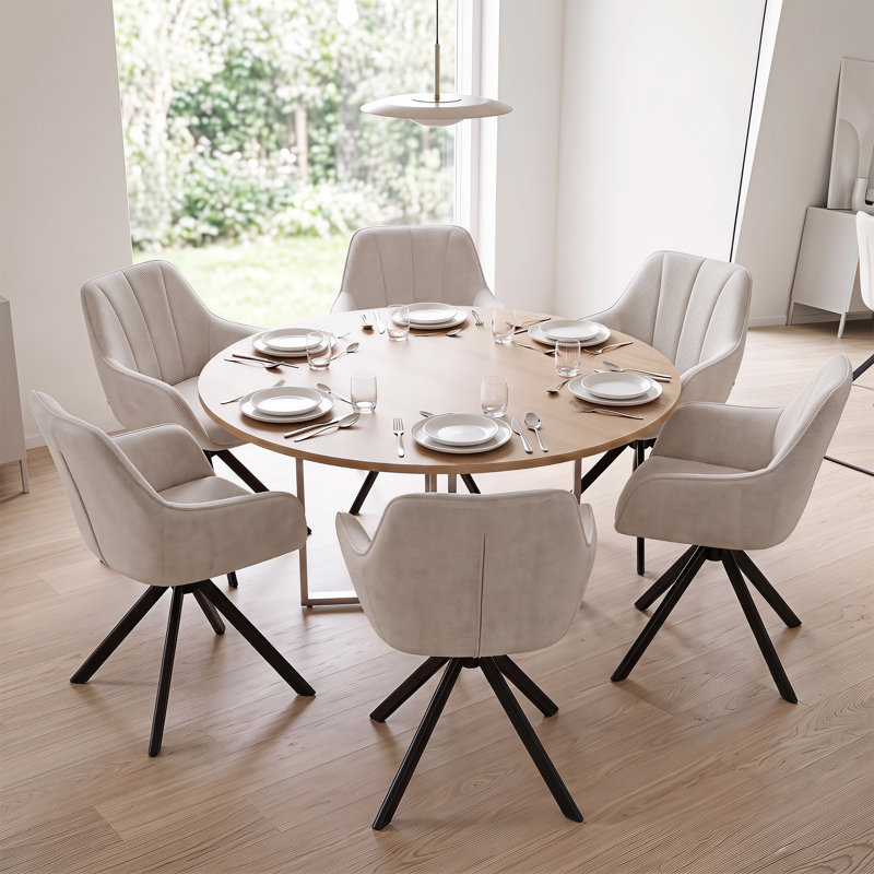 40cm H Upholstered Upholstered Back Side Chair (Set of 6), Light Grey