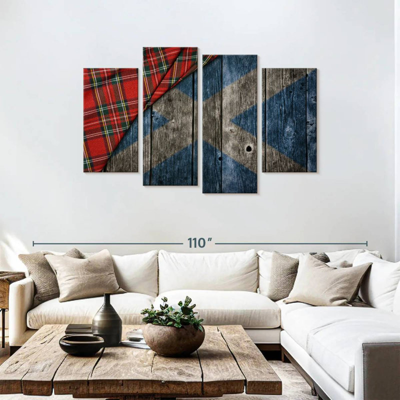 Kilt de Borges et drapeau écossais, H 48 po x l 75 po