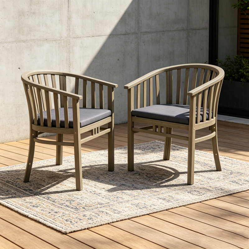 Ensemble de chaises d'extérieur en bois avec coussins, grey