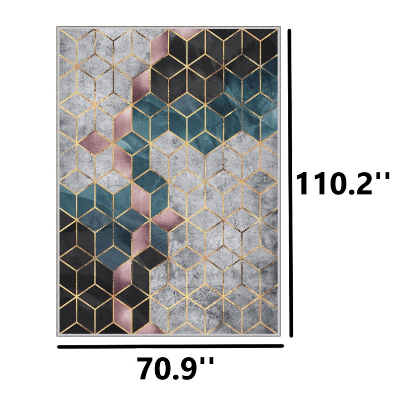 Toimi Geometric Indoor Rug, Rectangle  5'10.9" x 9'2.2" 