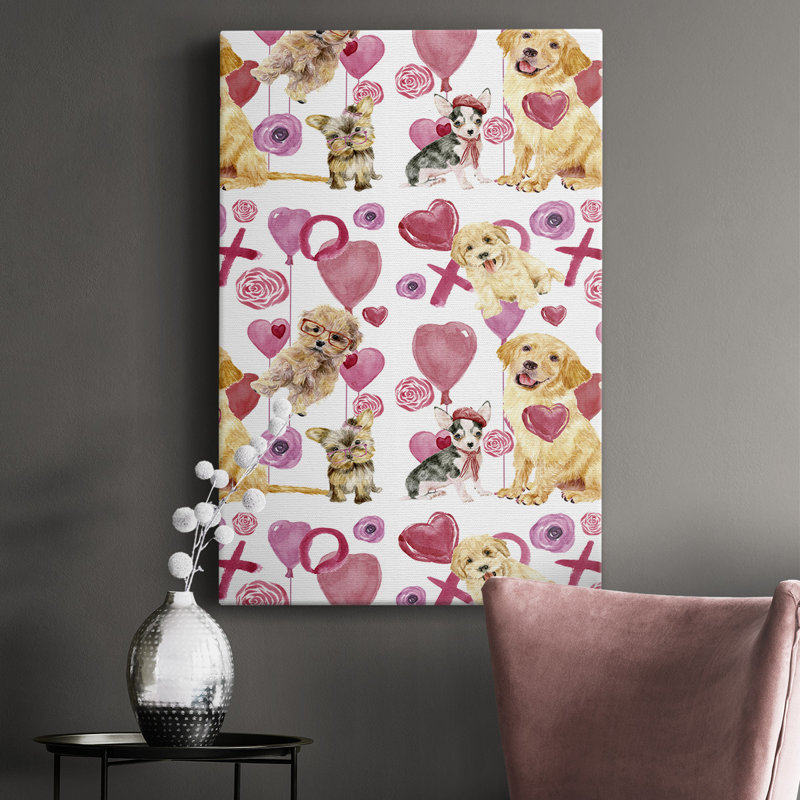 «Puppy Valentine Collection E», reproduction sur toile tendue, H 60 po x l 40 po x P 1 po