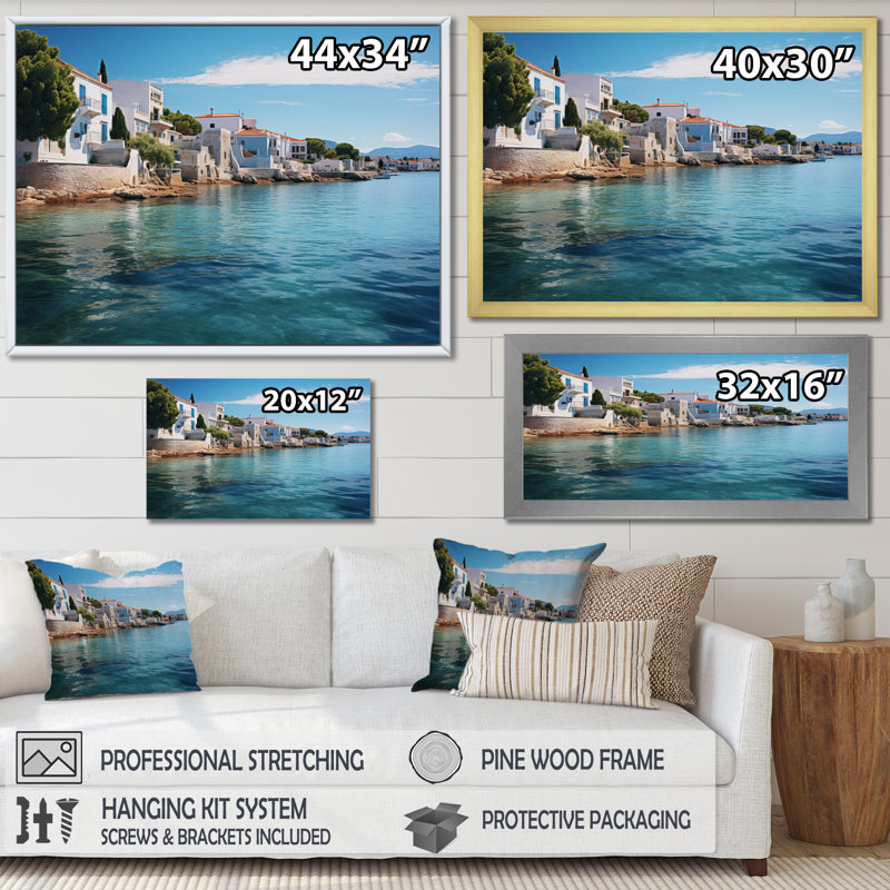 " Greece Saronic Serenade II ", H 30 po x l 40 po, Cadre naturel flottant