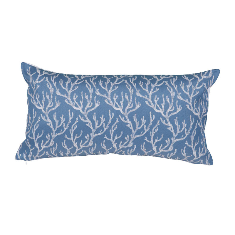Coral Reversible Throw Pillow, 12"H x 24"W, Navy