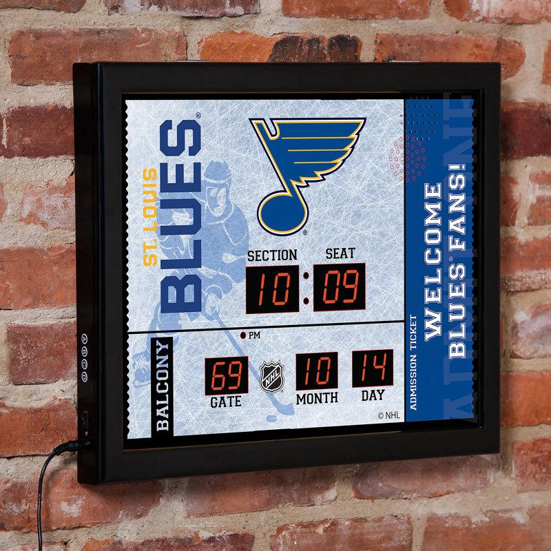 Horloge murale St Louis Blues, Sport Team St Louis Blues, Blanc / noir / bleu