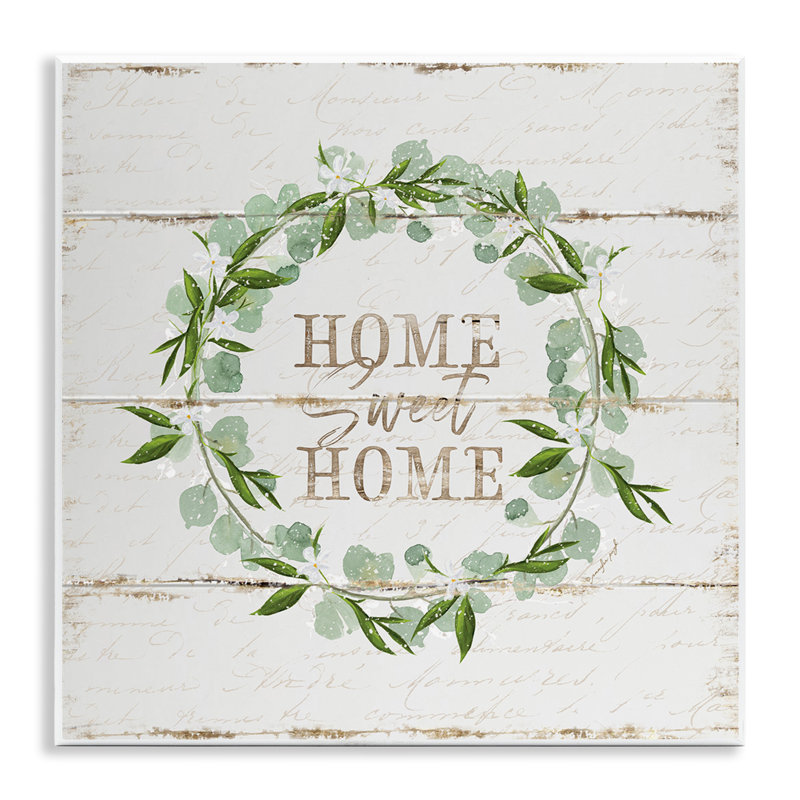 Motif de planche rustique Sweet Home Greeting Eucalyptus - art textuel sur toile