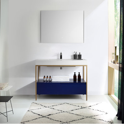 Meuble-lavabo simple 42 po avec plateau en quartz épais Armida