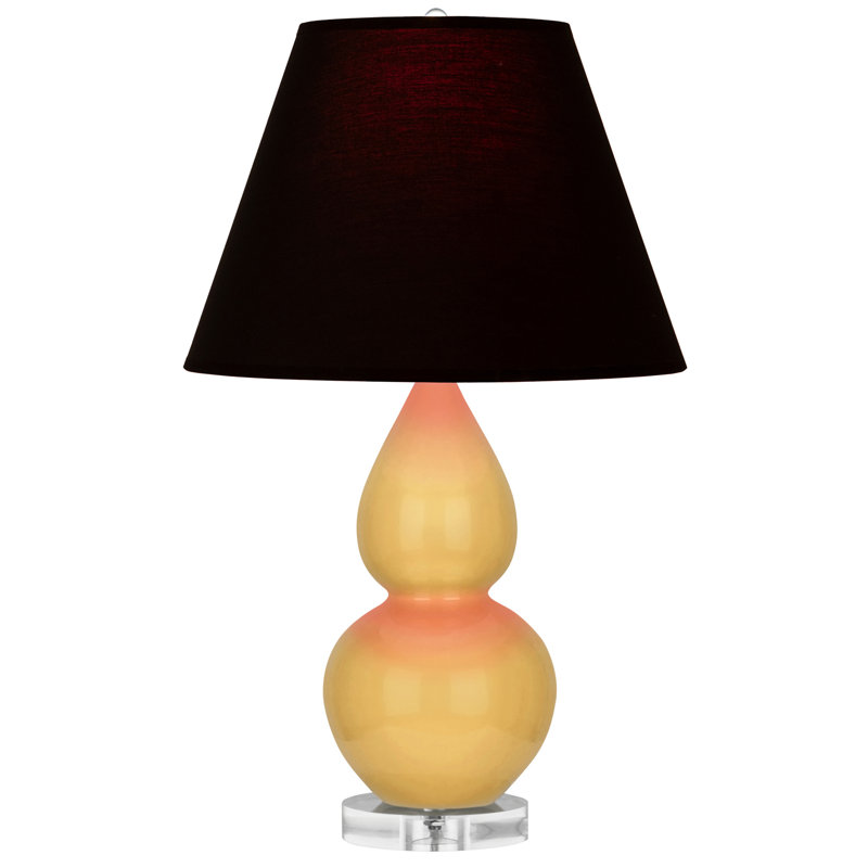 Small Double Gourd Accent Lamp - Sangria, Deep Patina Bronze - Lavender, Plum Shade, Gray, Lavender/Burgundy