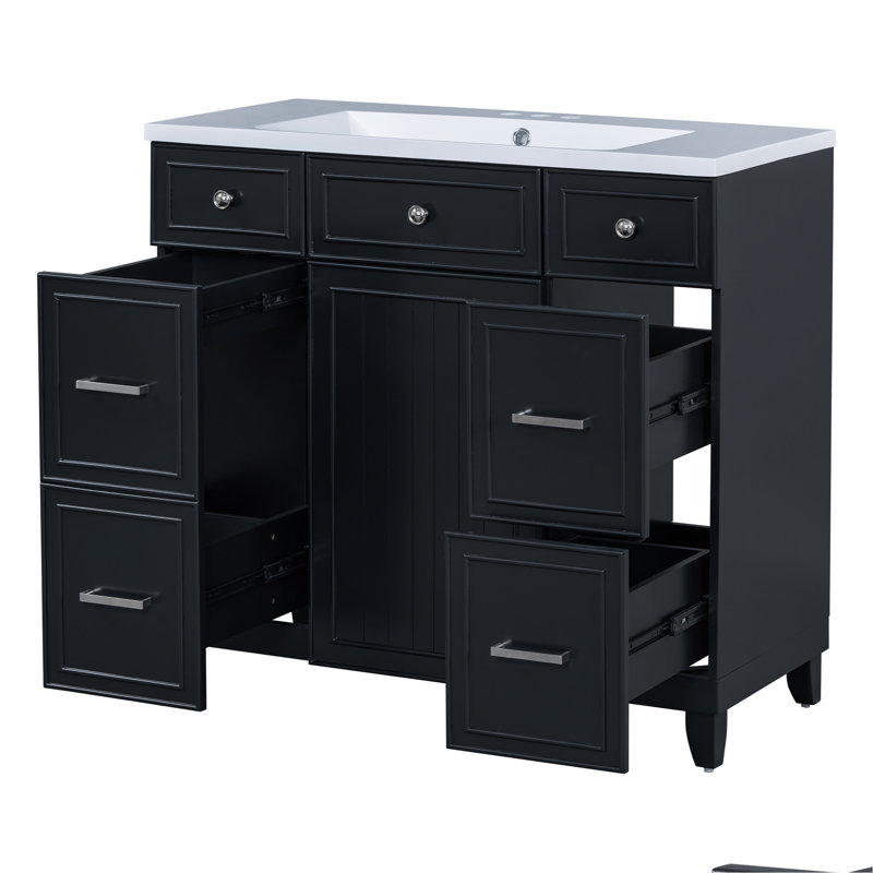 Meuble-lavabo luxueux avec caractéristiques haut de gamme et design fonctionnel, Argent argent, Noir, noir, noir, noir