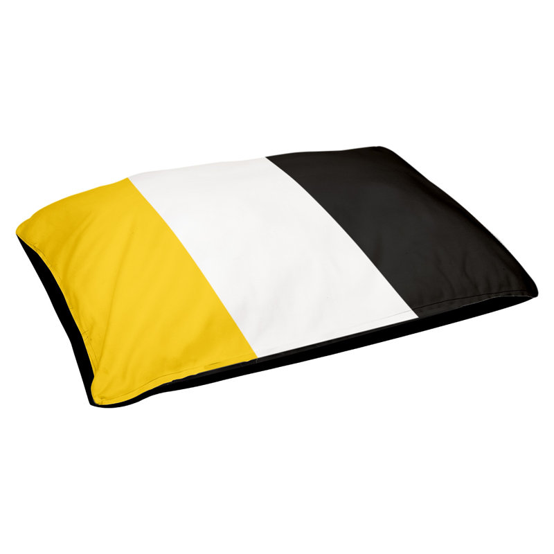 Coussin New York Bronx, Jaune / blanc / noir, Petit (l 28 po x P 18 po x H 6 po)