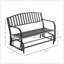 Banc oscillant d'extérieur, banc oscillant d'extérieur avec accoudoirs, siège et dossier à lattes, causeuse avec structure en acier thermolaqué