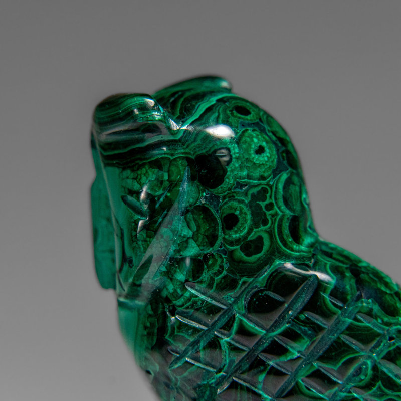 Genuine Polished Malachite Owl Carving (170 Grams)