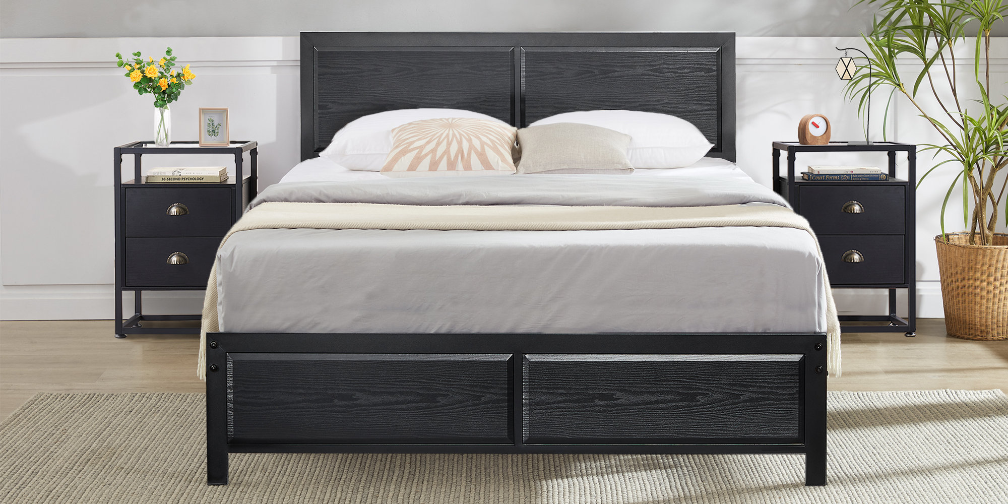 Trent Austin Design® Kempst 3 Piece Black Bedroom Set Bed Frame And