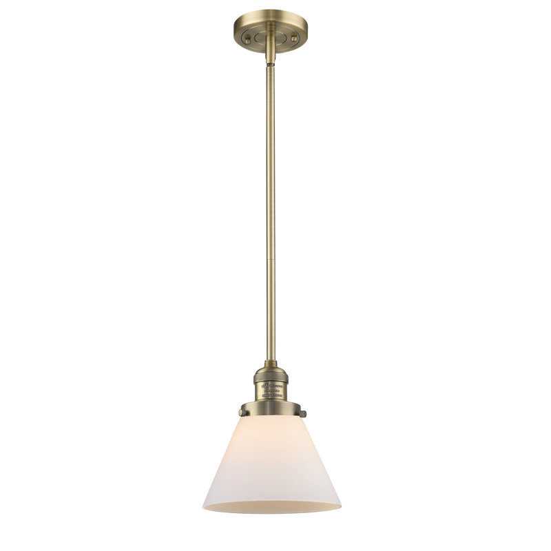 Mosley 1 - Light Single Pendant, 6 Watt Vinage LED Bulb, Matte White, Satin Gold