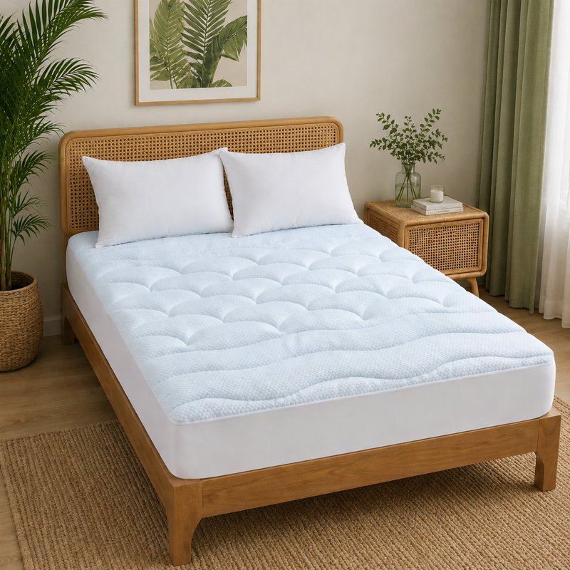 Extra Thick Cooling Waterproof Mattress Pad – Quilted Breathable Mattress Protector with Deep Pocket, Grand lit