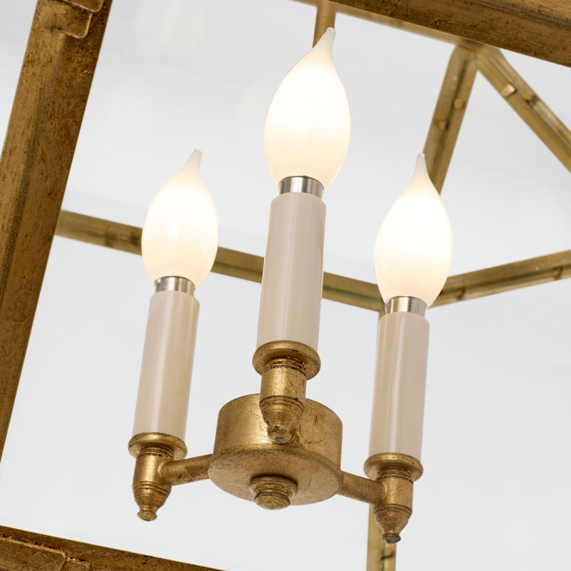 Suzanne Kasler Morris Small Lantern, Gold, Clear, 30.25" H x 23.25" W x 23.25" D