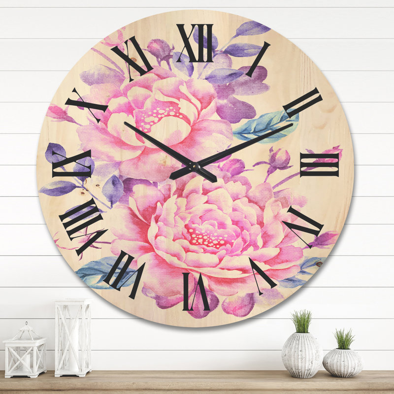 Horloge murale fleurs avec feuilles, Grand