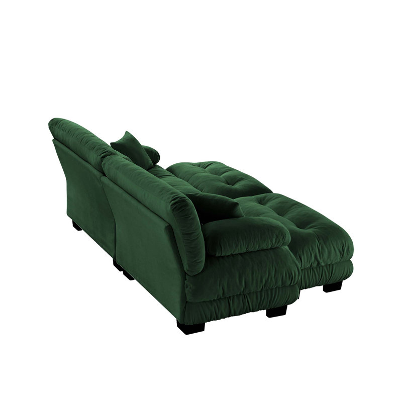 Canapé-lit Cloud Couch pour salon, canapé 2 places en chenille avec 2 coussins lombaires et 2 coussins décoratifs, canapé rembourré à accoudoirs larges avec 2 repose-pieds, chenille