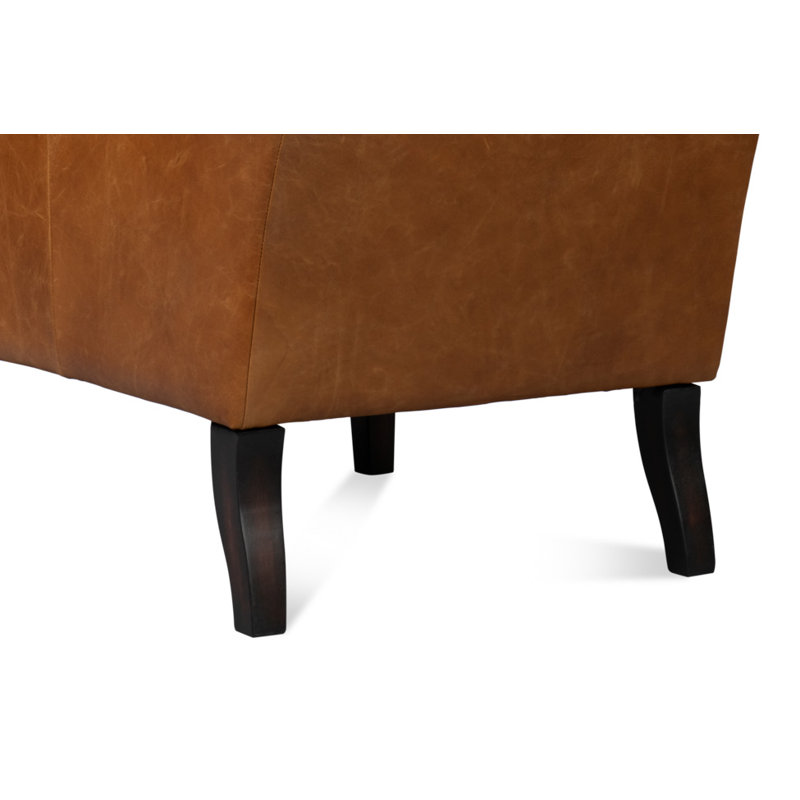 Elite Wingback Chair, Brown Genuine Leather