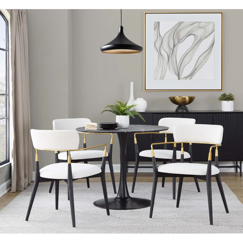 Ensemble de 2 chaises de salle à manger contemporaines avec revêtement en tissu et détails élégants