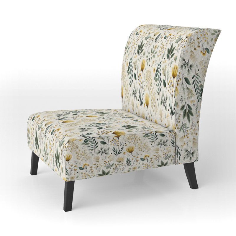 Fauteuil de chambre minimaliste à motif de fougères vertes minimalistes
