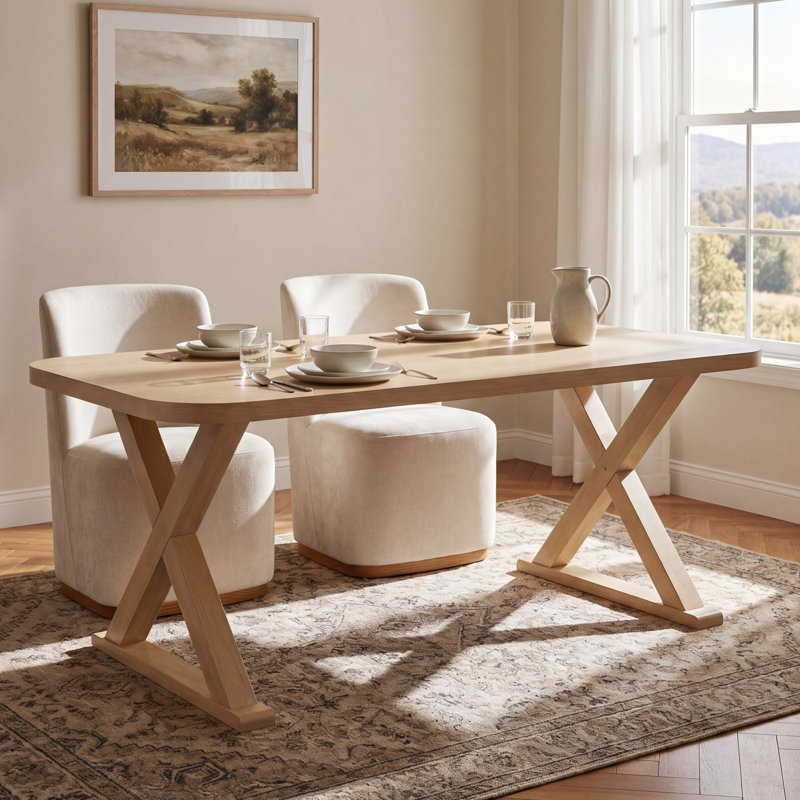 Table de salle à manger rectangulaire 68,75 "avec pieds en bois d'hévéa Aria Aria