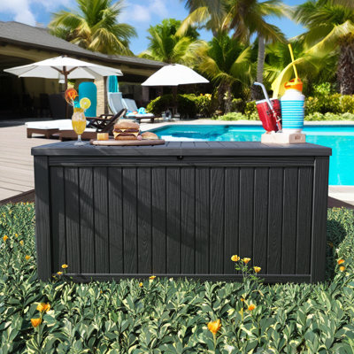 WORACO 28.39'' W 180 Gallons Water Resistant Resin Lockable Deck Box -  BSBD180G0BK1