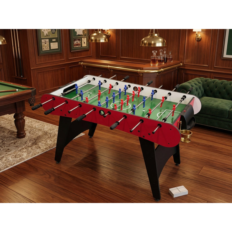 Table de soccer autoportante 48 po, table de jeu d'arcade rouge et noire avec pieds incurvés et tiges en acier