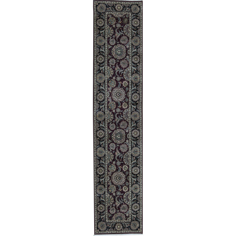 Manchuria Oriental Hand-Knotted Wool Wine/Black Rug