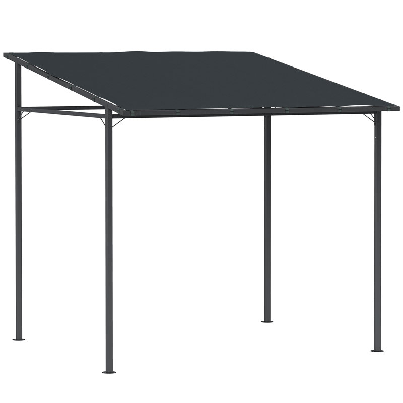 Outsunny 2.4 x 2.4 m Wall Mounted Pergola Gazebo UPF30+, Dark Grey
