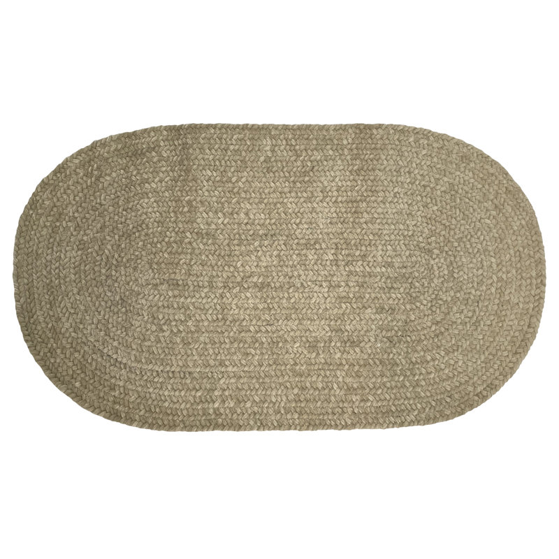 Eliezer Polyester Chenille Braided Area Rug - Dove, 30" x 50" Oval