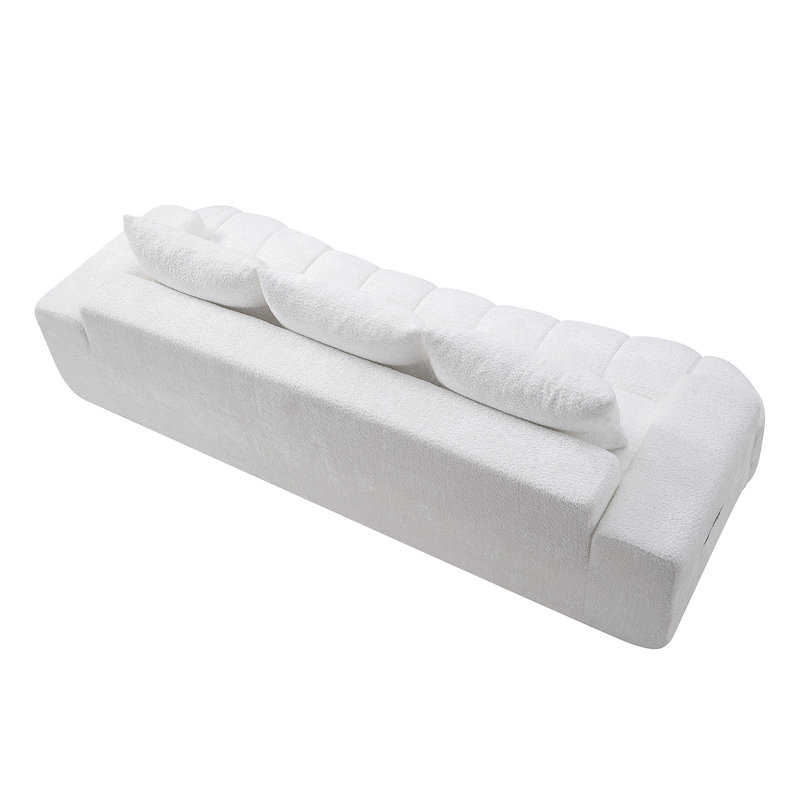Canapé courbé en tissu 3 places Boucle, White