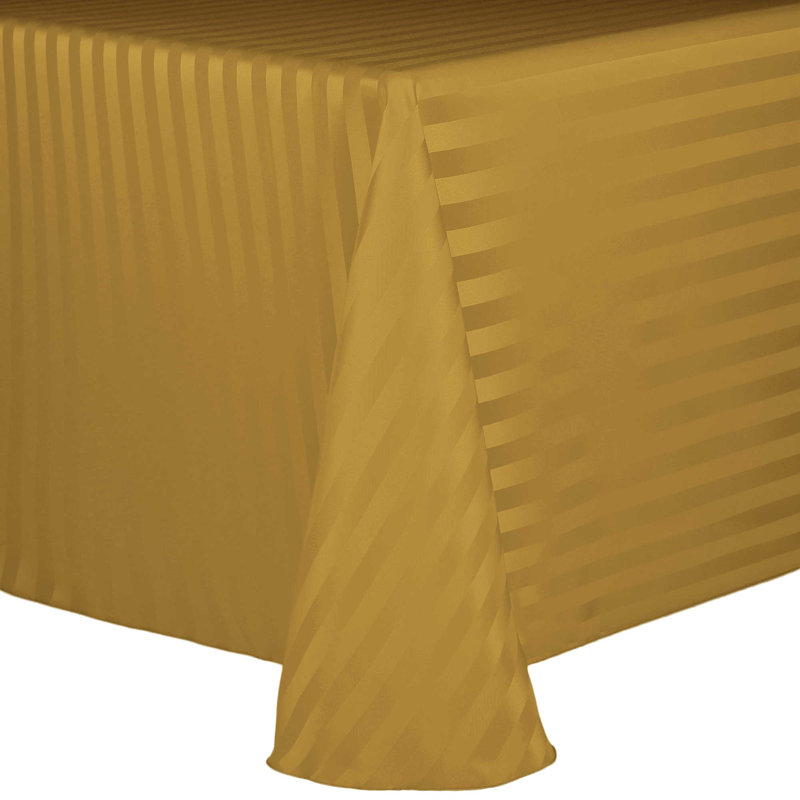 Ultimate Textile Satin Stripe Rectangular Tablecloth, 132" x 108", Gold, 15