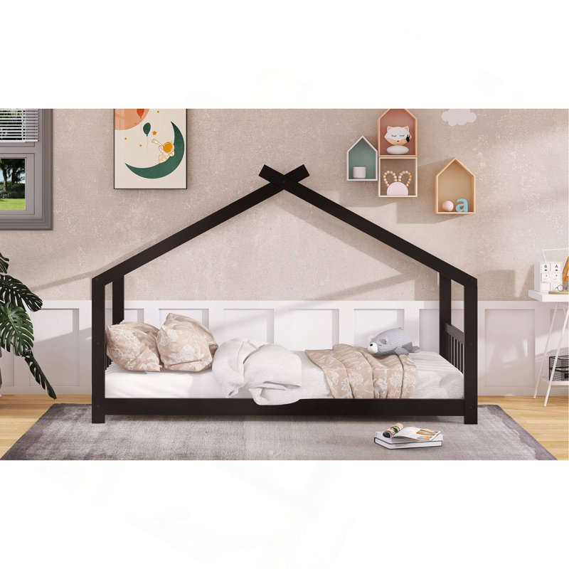 Twin Size House Bed Wood Bed, Twin, Espresso