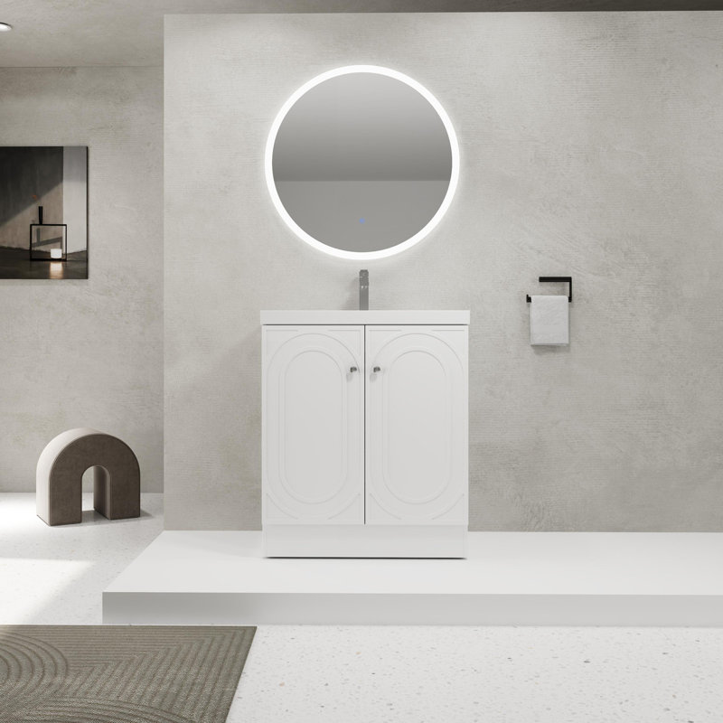 Meuble-lavabo autoportant avec lavabo en résine