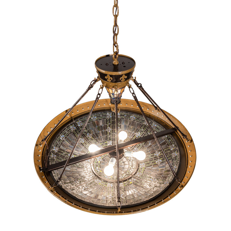 38" Wide Fleur-De-Lis Inverted Pendant