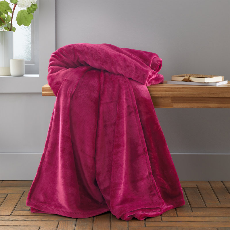 Raschel Velvet Touch Blanket Throw, Ochre, 200cm x 240cm