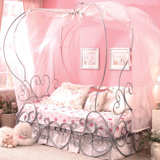 Fleener Transitional Scrolled Standard Bed with Canopy in Silver