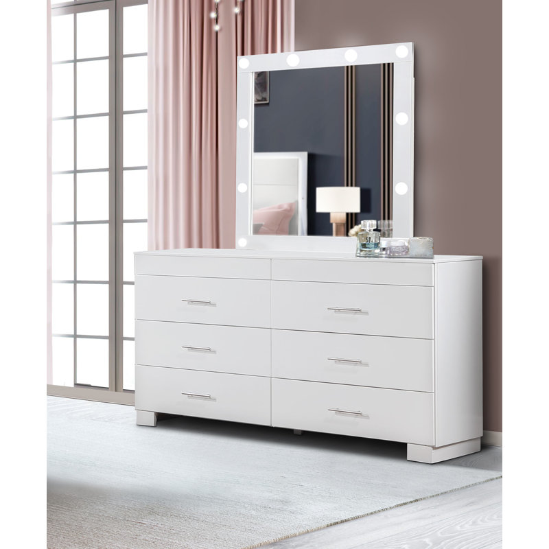 Ensemble commode et miroir Nivia blanc finition Nivia