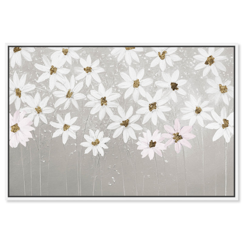 «Subtle Garden Canvas Pastel Abstract Calming Wall Art» par Art Remedy, Cadre blanc, H 17 po x l 21 po