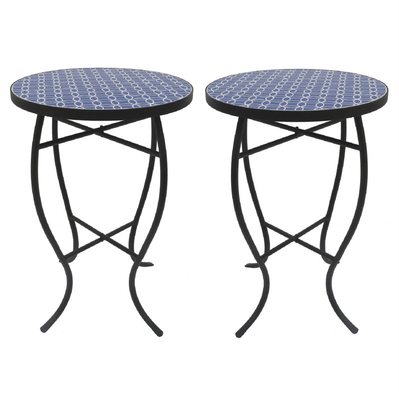 Sofia-Rose Round Metal Outdoor Side Table , 14'' in. W 21'' in. D