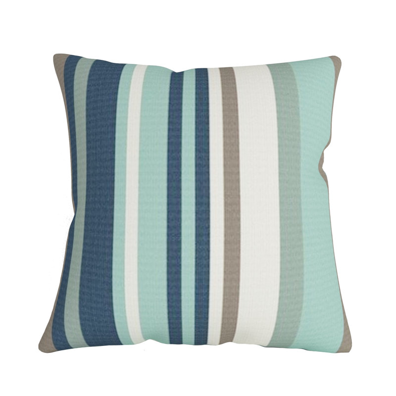 Sunbrella® Indoor/Outdoor Throw Pillow, Blue/Brown/White/Navy Striped