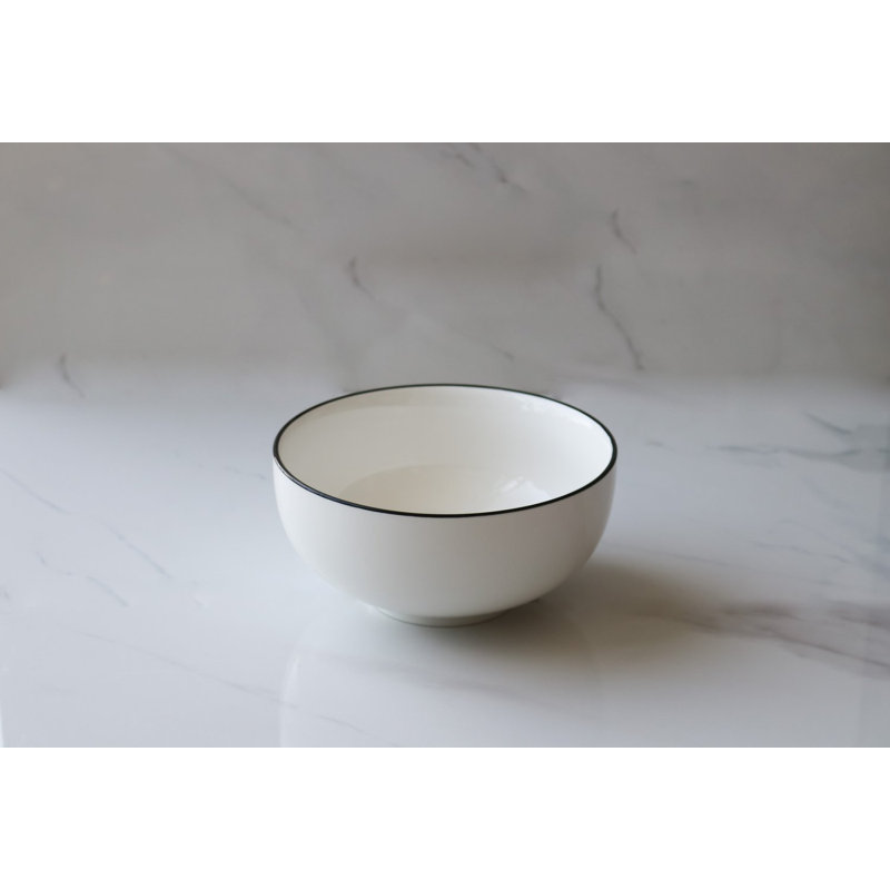 "The Minimalist Collection" White with Black Rim - Large Bowl 7"