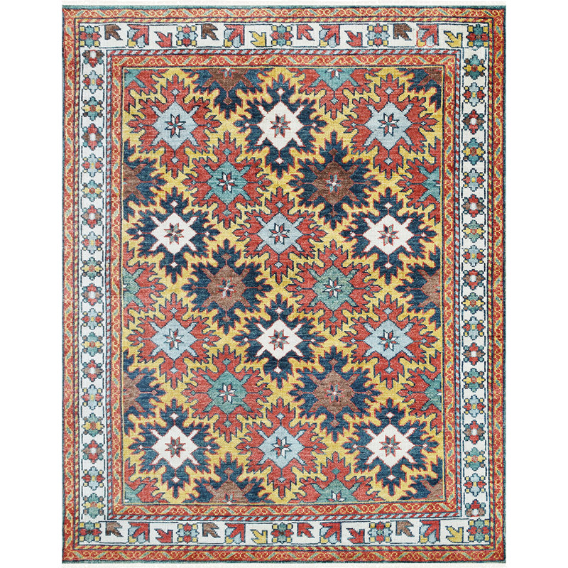 Tapis multicolore de haute qualité noué à la main, Rectangle incorrect 4 pi x 6 pi