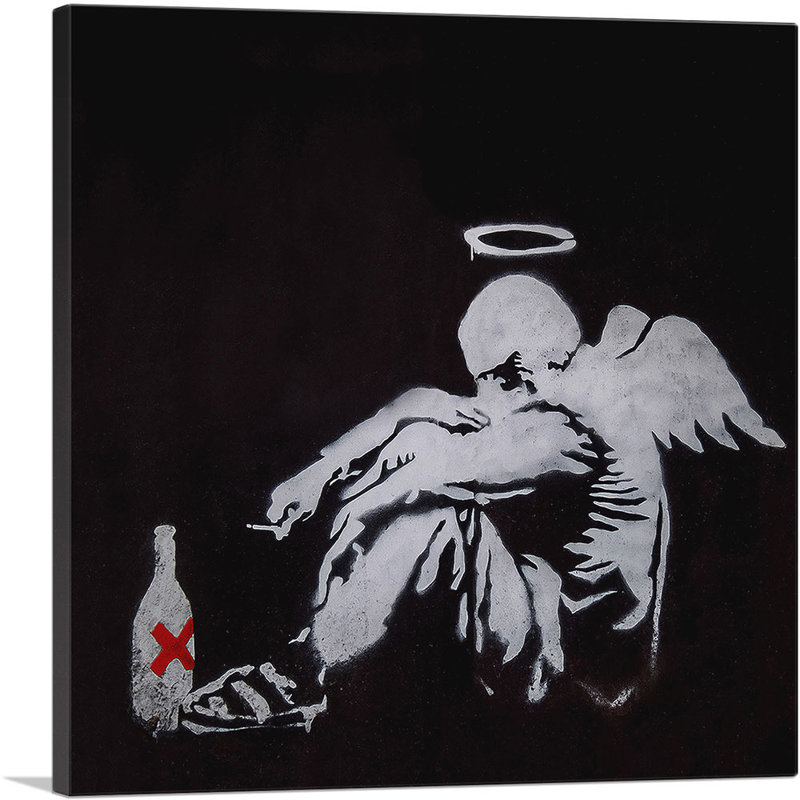 «Drunken Angel Fallen Angel» par Banksy, reproduction d'art sur toile tendue, H 18 po x l 18 po x P 0,75 po