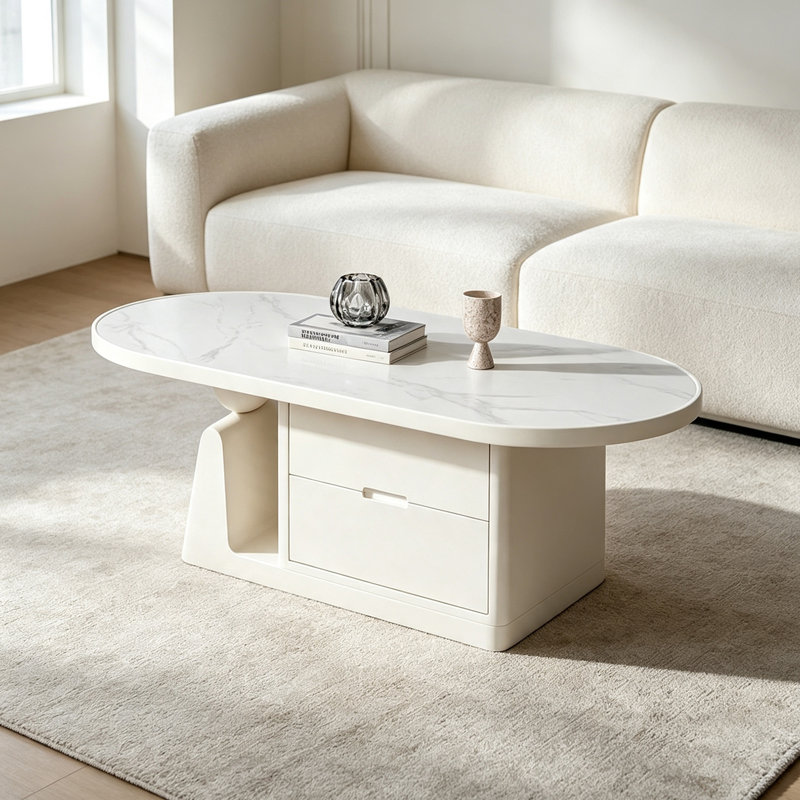Table basse Cozy Living, H 15,74 po x l 39,37 po x P 19,68 po, Gris / crème